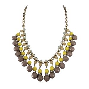 J. Crew Bauble Necklace statement necklace yellow tan taupe green